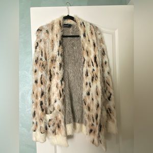 Buttery soft fuzzy leopard cardigan
